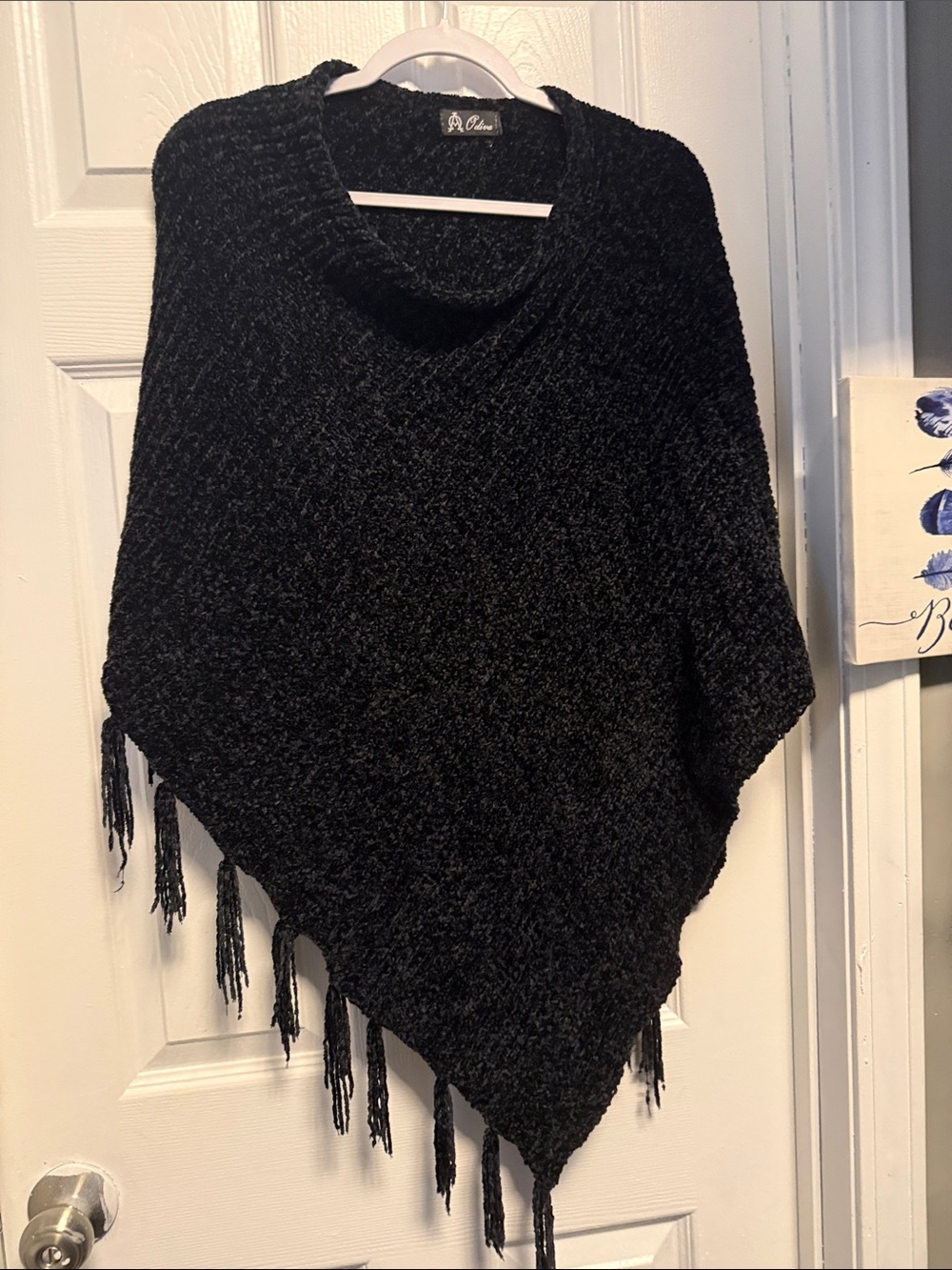 Diva Black Textured Knit Top with Label Detail